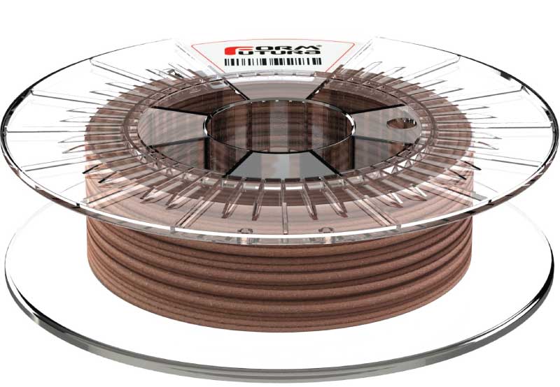 FormFutura MetalFil Classic Copper PLA filament spool showcasing its rich copper color and texture, ideal for 3D printing.