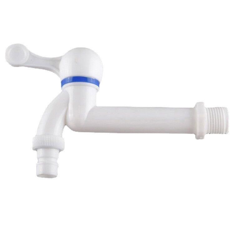 Plastic Single Cooler Faucet designed for wall mounting, suitable for washing machines, featuring a durable construction and compact size.