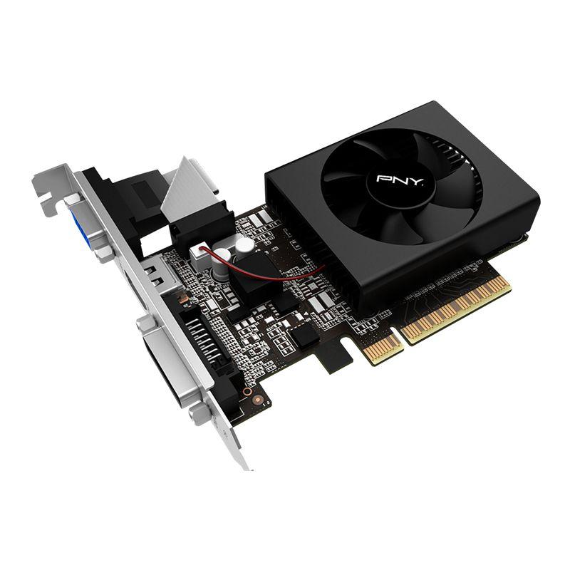 PNY RTLBX GT710 2GB graphics card with low-profile design and dual display outputs.