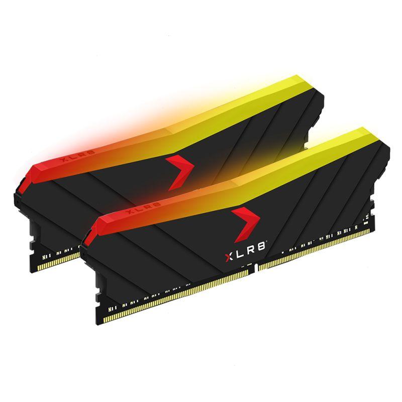 PNY XLR8 DDR4 3600MHz RAM kit featuring two 8GB modules with sleek design.