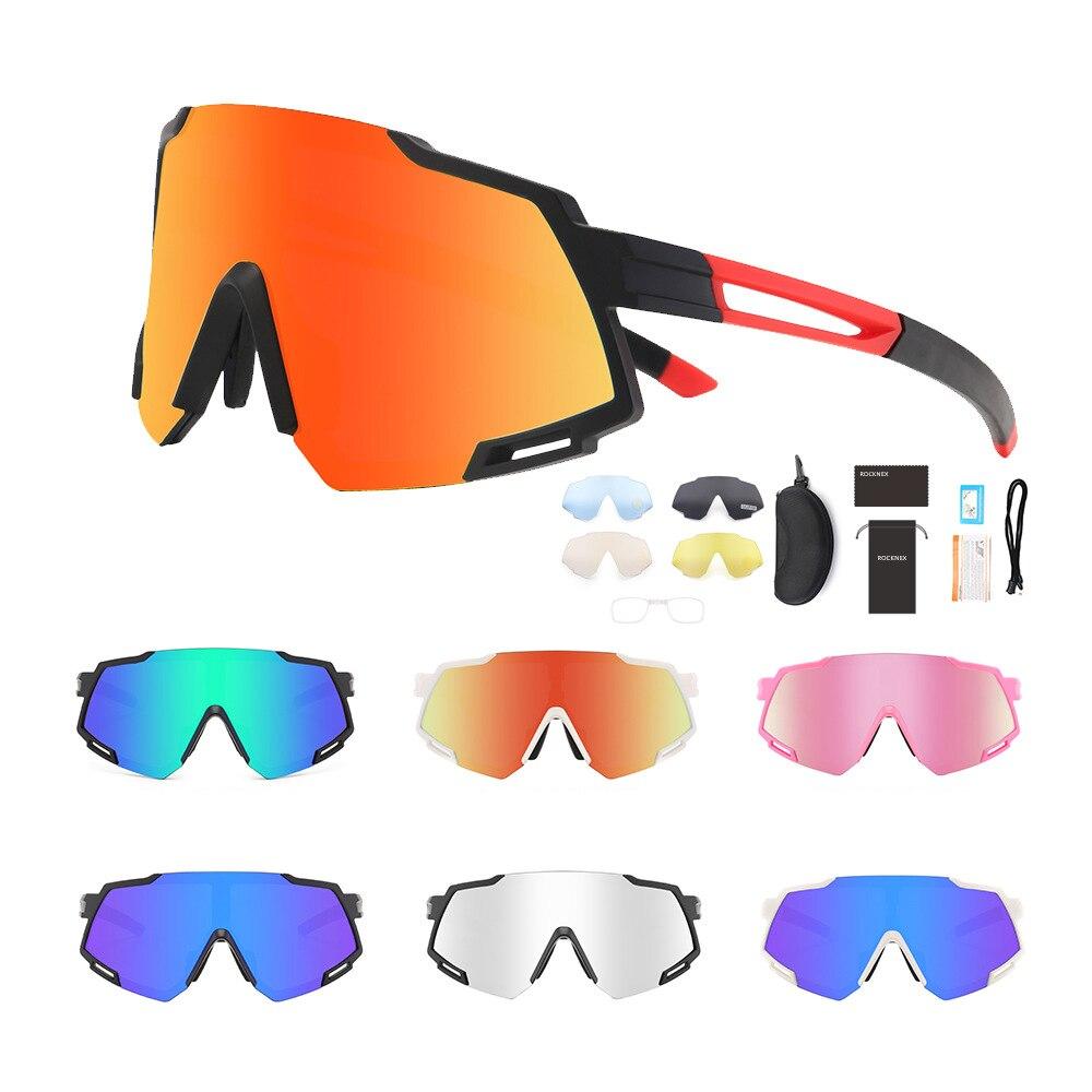 Polarized Cycling Sunglasses UV400 for men and women, featuring a multi-color frame and polarized lenses for outdoor sports.