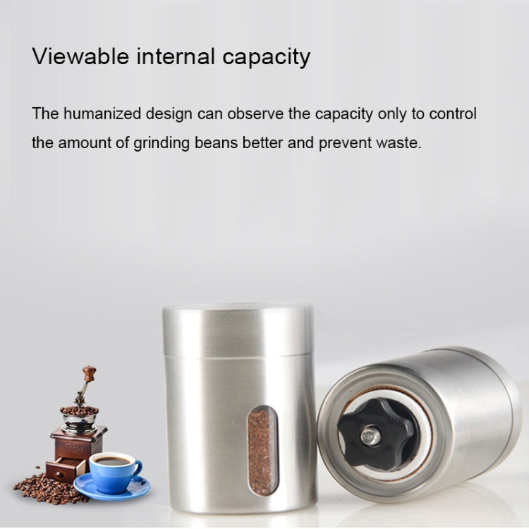 Portable Conical Burr Mill Manual Stainless Steel Grinder for Coffee Beans and Spices, compact and durable design.