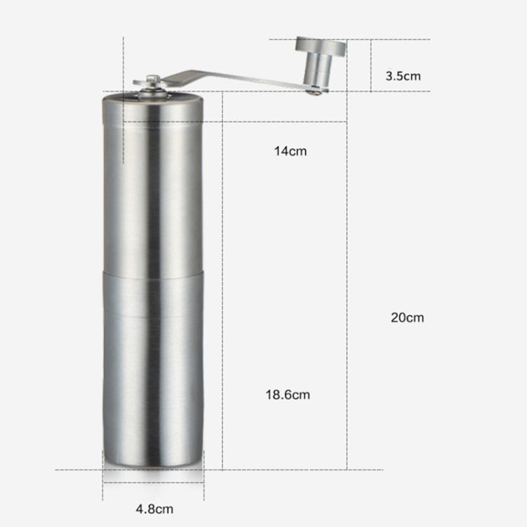 Portable Conical Burr Mill Manual Stainless Steel Grinder for Coffee Beans and Spices, compact and durable design.