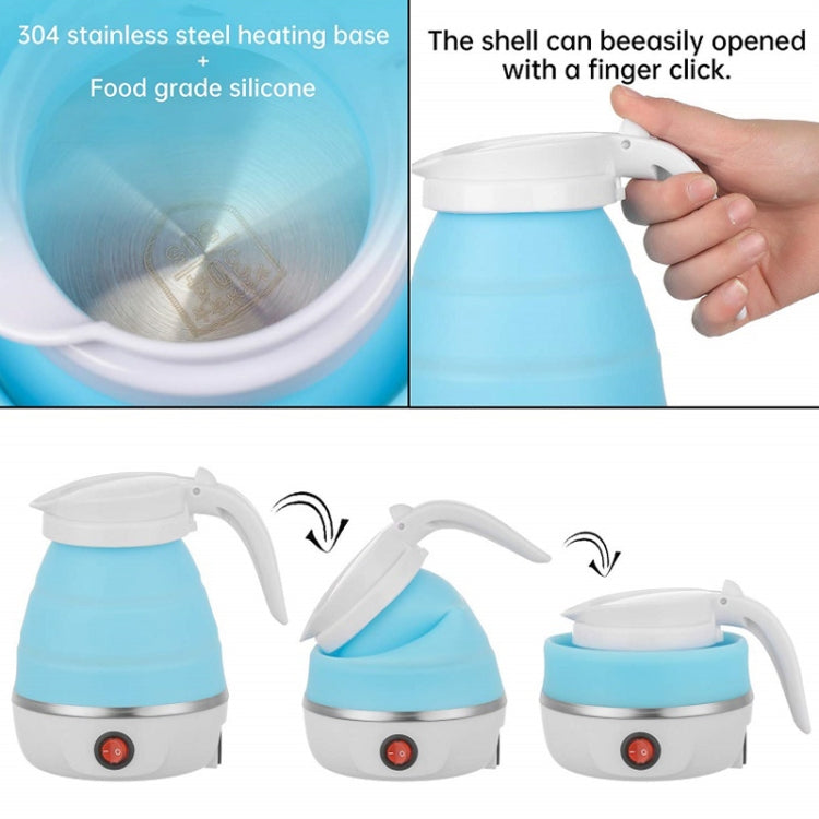 Portable Folding Silicone Electric Kettle with a sleek design, made from baby-grade silicone and stainless steel, ideal for travel and home use.