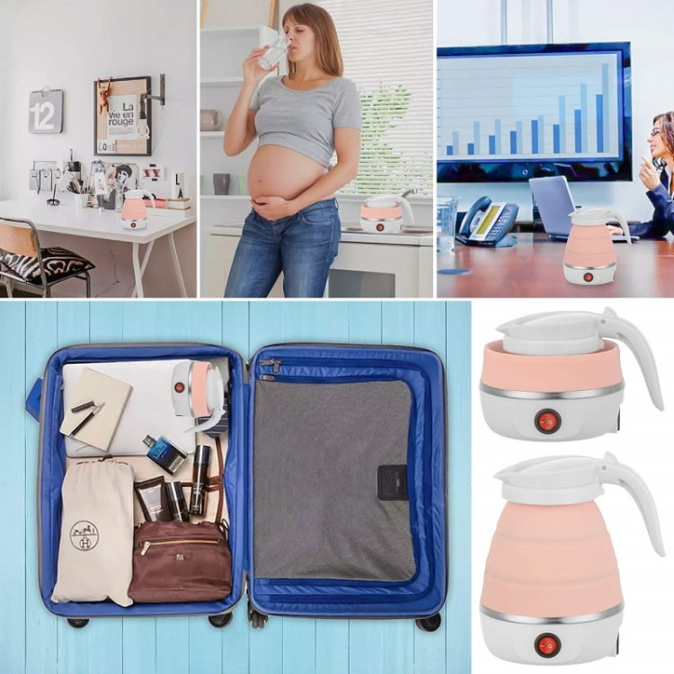 Portable Folding Silicone Electric Kettle with a sleek design, made from baby-grade silicone and stainless steel, ideal for travel and home use.