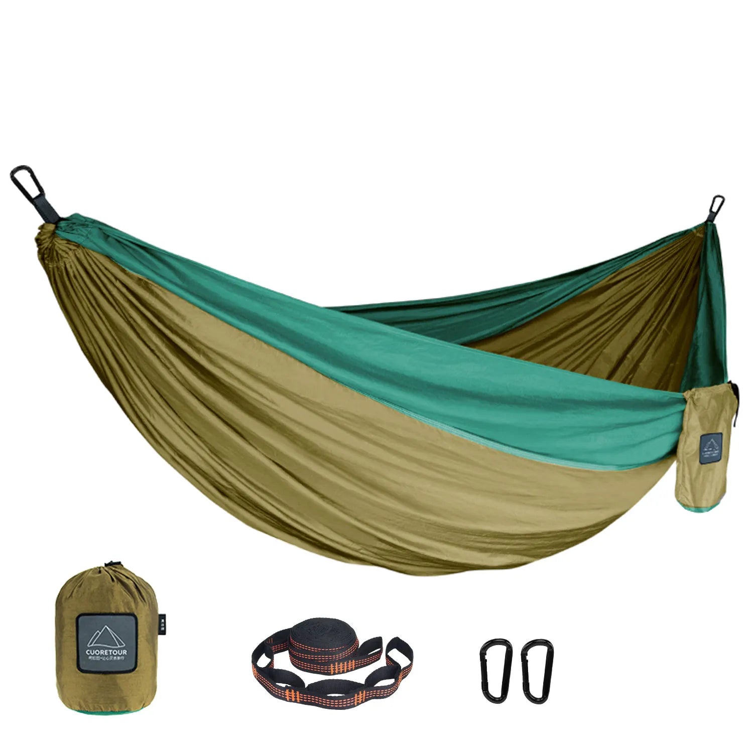 Portable Nylon Parachute Fabric Hammock in outdoor setting, showcasing its lightweight and comfortable design.