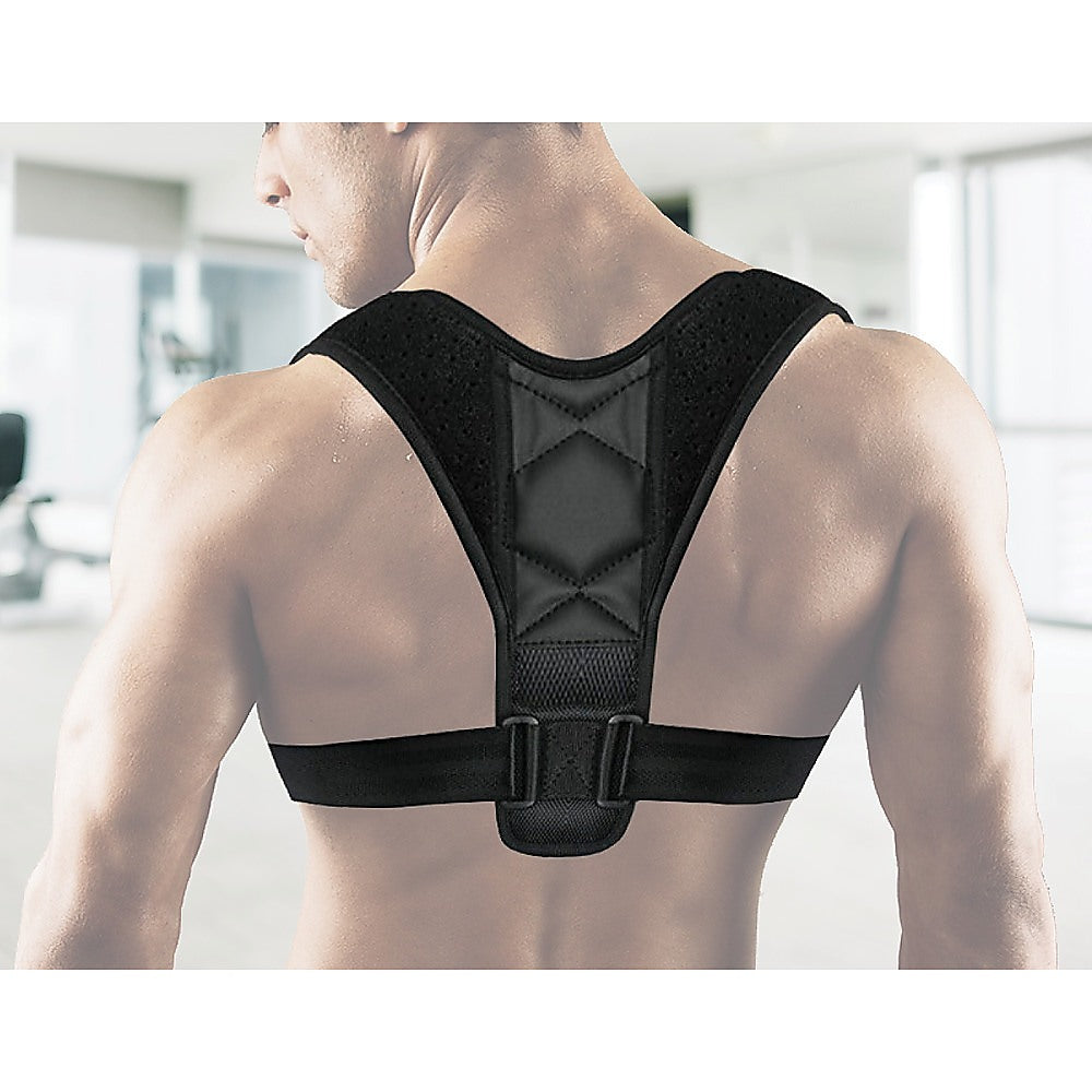 Posture Clavicle Support Corrector Brace, designed to improve posture and relieve shoulder pain, featuring adjustable straps and breathable materials.