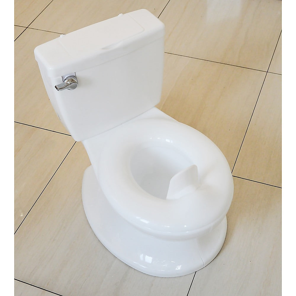 Potty Toilet Trainer for toddlers, featuring a realistic design, flushing sound, and built-in wipes dispenser.