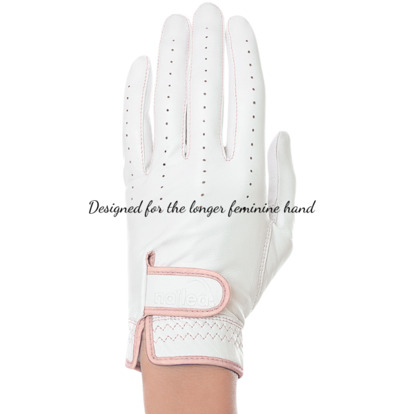 Premium Elongated Golf Gloves designed for women with longer fingers, featuring a luxurious and snug fit for enhanced grip and performance.