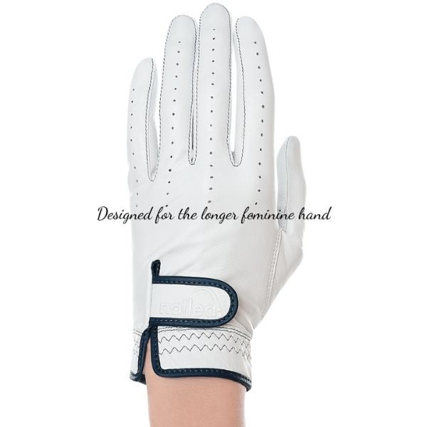 Premium Elongated Golf Gloves designed for women with longer fingers, featuring a luxurious and snug fit for enhanced grip and performance.