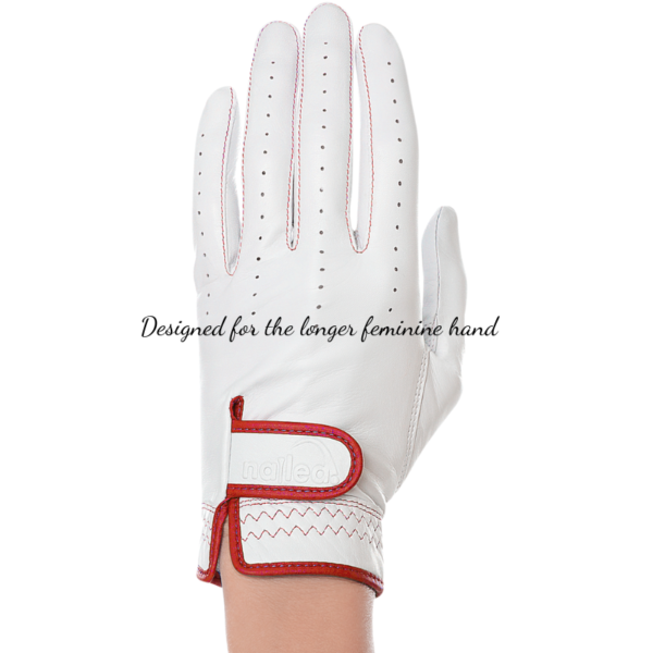 Premium Elongated Golf Gloves designed for women with longer fingers, featuring a luxurious and snug fit for enhanced grip and performance.