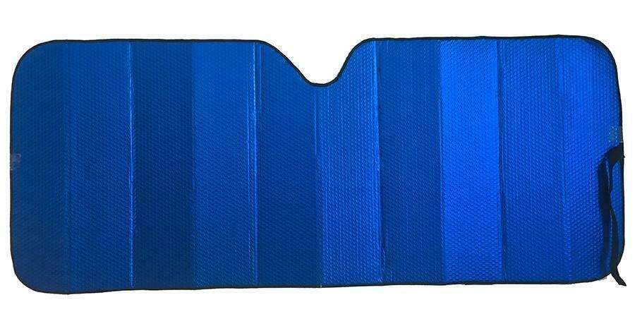 Premium Sun Shade in Matt Blue, measuring 147cm x 68.5cm, designed to protect car interiors from UV rays and heat.