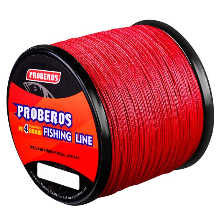 PROBEROS 4 Edited 300M Fish Line in red, showcasing its durable PE material and smooth design for fishing enthusiasts.