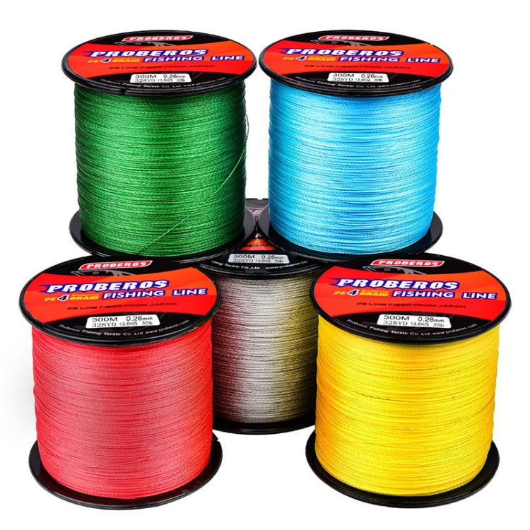 PROBEROS 4 Edited 300M Fish Line in red, showcasing its durable PE material and smooth design for fishing enthusiasts.