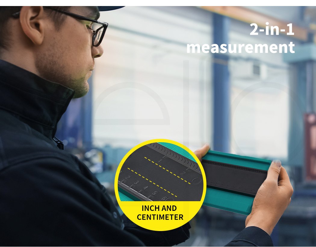 Profile Gauge Shape Contour Duplicator in green, measuring irregular shapes with precision.