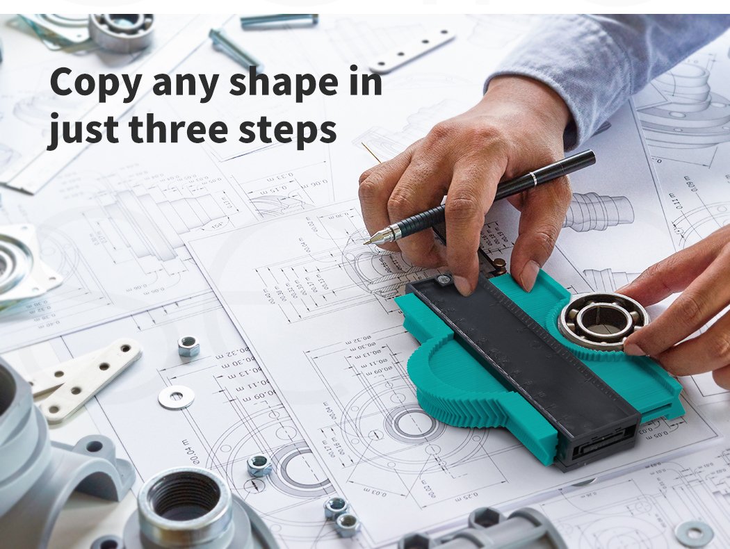 Profile Gauge Shape Contour Duplicator in green, measuring irregular shapes with precision.