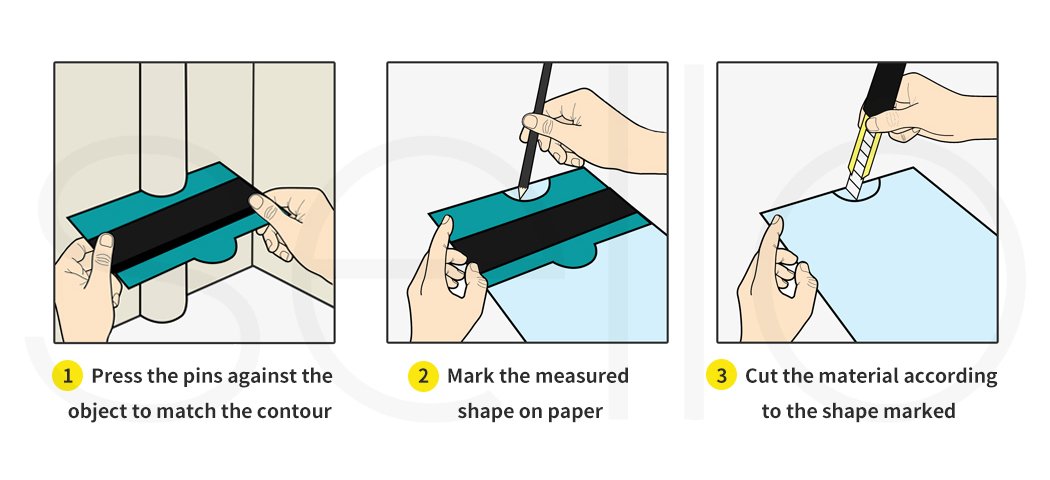 Profile Gauge Shape Contour Duplicator in green, measuring irregular shapes with precision.