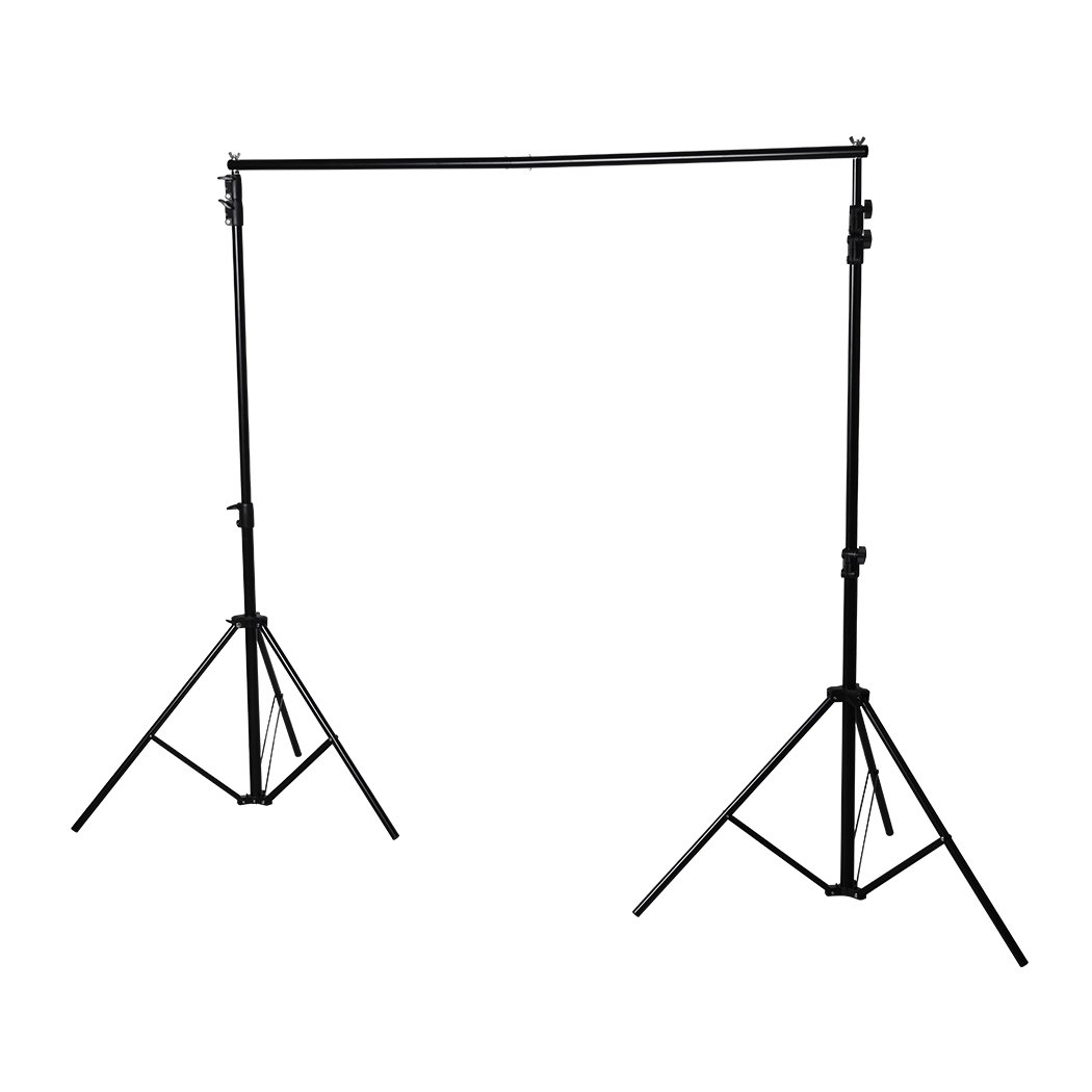 Pro.Studio Backdrop Stand Kit featuring adjustable height and length, sturdy metal frame, and included accessories for photography.