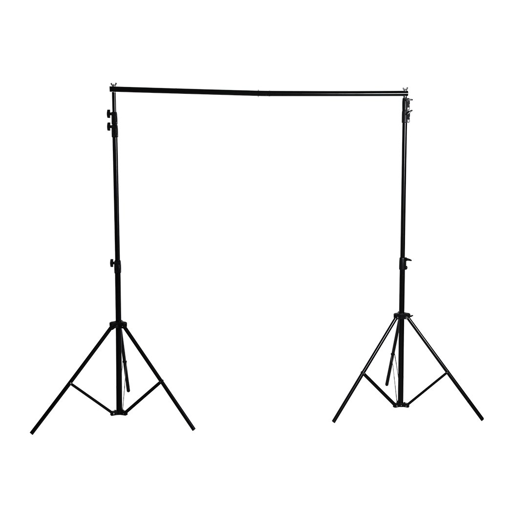 Pro.Studio Backdrop Stand Kit featuring adjustable height and length, sturdy metal frame, and included accessories for photography.