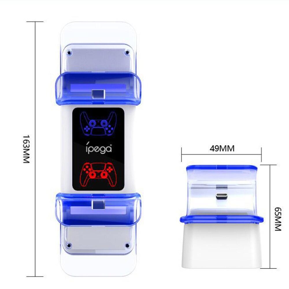 PS5 Controller Charger Double USB Fast Charging Docking Station Stand with LED indicator, designed for Sony PS5 controllers.