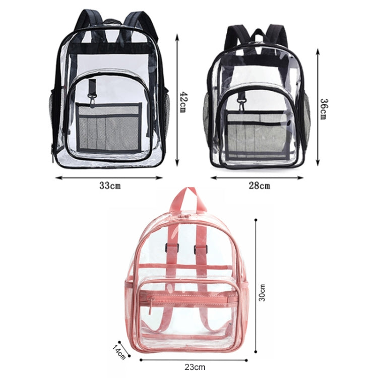 Light-colored PVC transparent waterproof backpack with padded straps and multiple compartments, ideal for students and daily use.