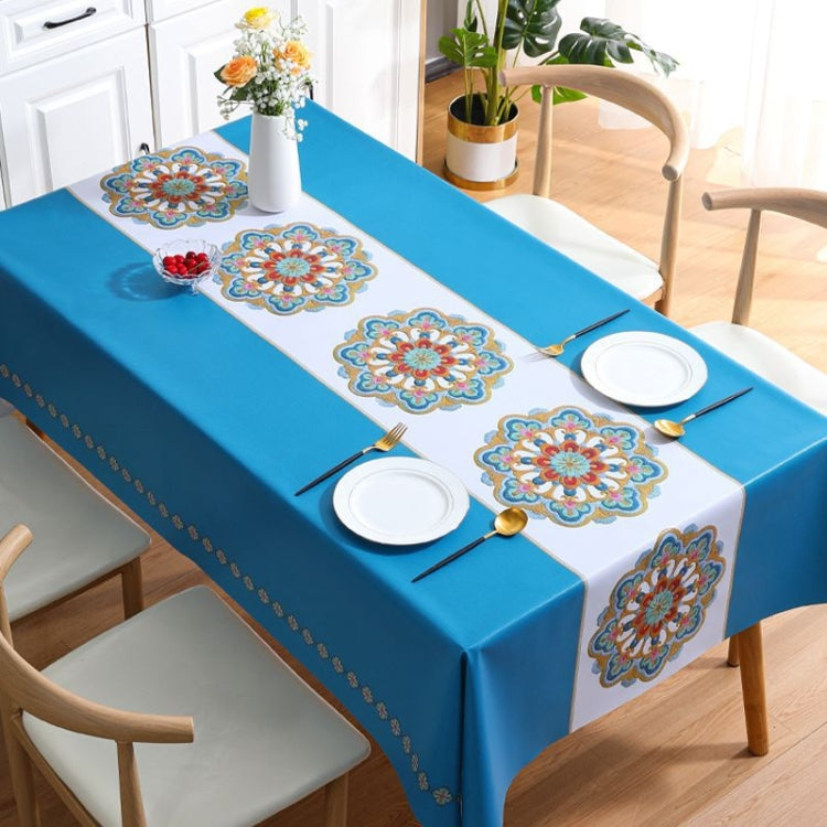 PVC Waterproof Oil-proof Embroidery Yarn Tablecloth showcasing elegant embroidery design and durable material.