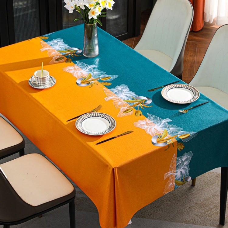 PVC Waterproof Oil-proof Embroidery Yarn Tablecloth showcasing elegant embroidery design, perfect for dining protection.