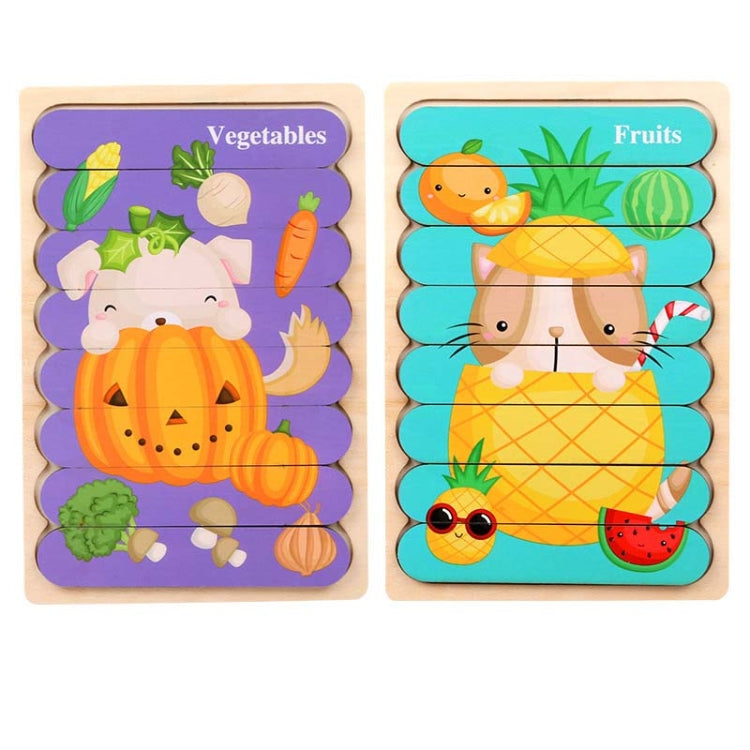 QBT01 Children Double-Sided Wooden Puzzle Toy featuring vibrant pumpkin designs, perfect for cognitive development in kids.