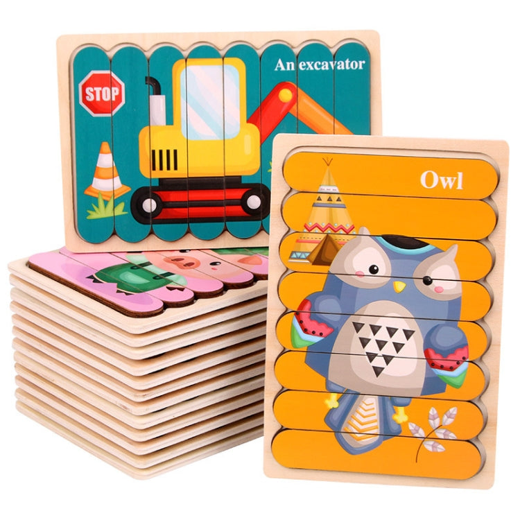 QBT01 Children Double-Sided Wooden Puzzle Toy featuring vibrant pumpkin designs, perfect for cognitive development in kids.