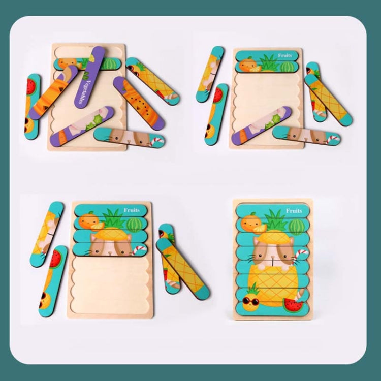 QBT01 Children Double-Sided Wooden Puzzle Toy featuring vibrant pumpkin designs, perfect for cognitive development in kids.