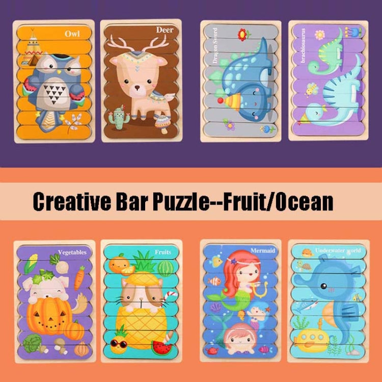 QBT01 Children Double-Sided Wooden Puzzle Toy featuring vibrant pumpkin designs, perfect for cognitive development in kids.