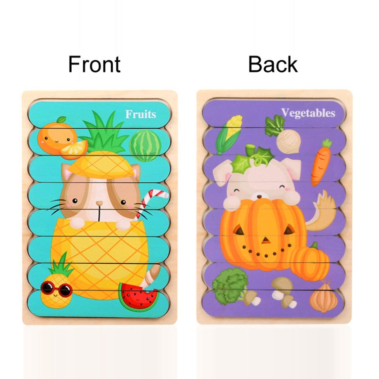 QBT01 Children Double-Sided Wooden Puzzle Toy featuring vibrant pumpkin designs, perfect for cognitive development in kids.