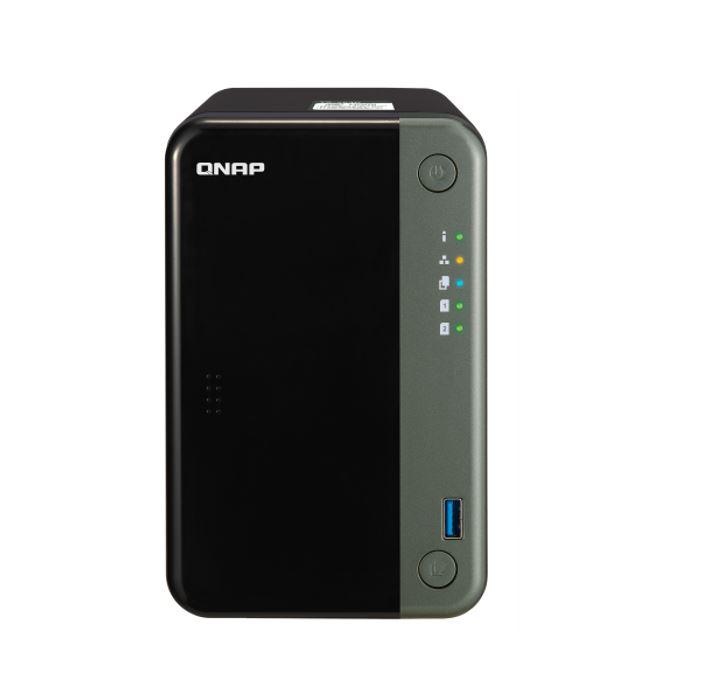 QNAP TS-253D-4G NAS with Intel Celeron J4125, showcasing its sleek design and connectivity ports.