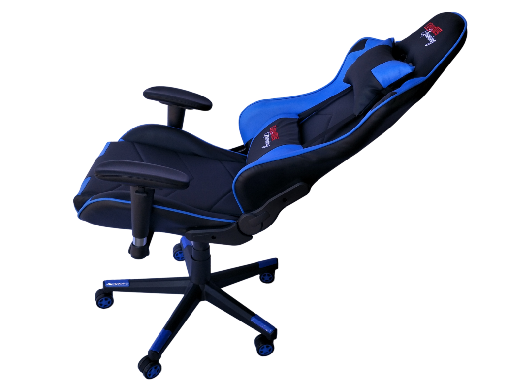 RAYDUS Gaming Racer Chair in blue with high backrest and adjustable features, designed for comfort and support.