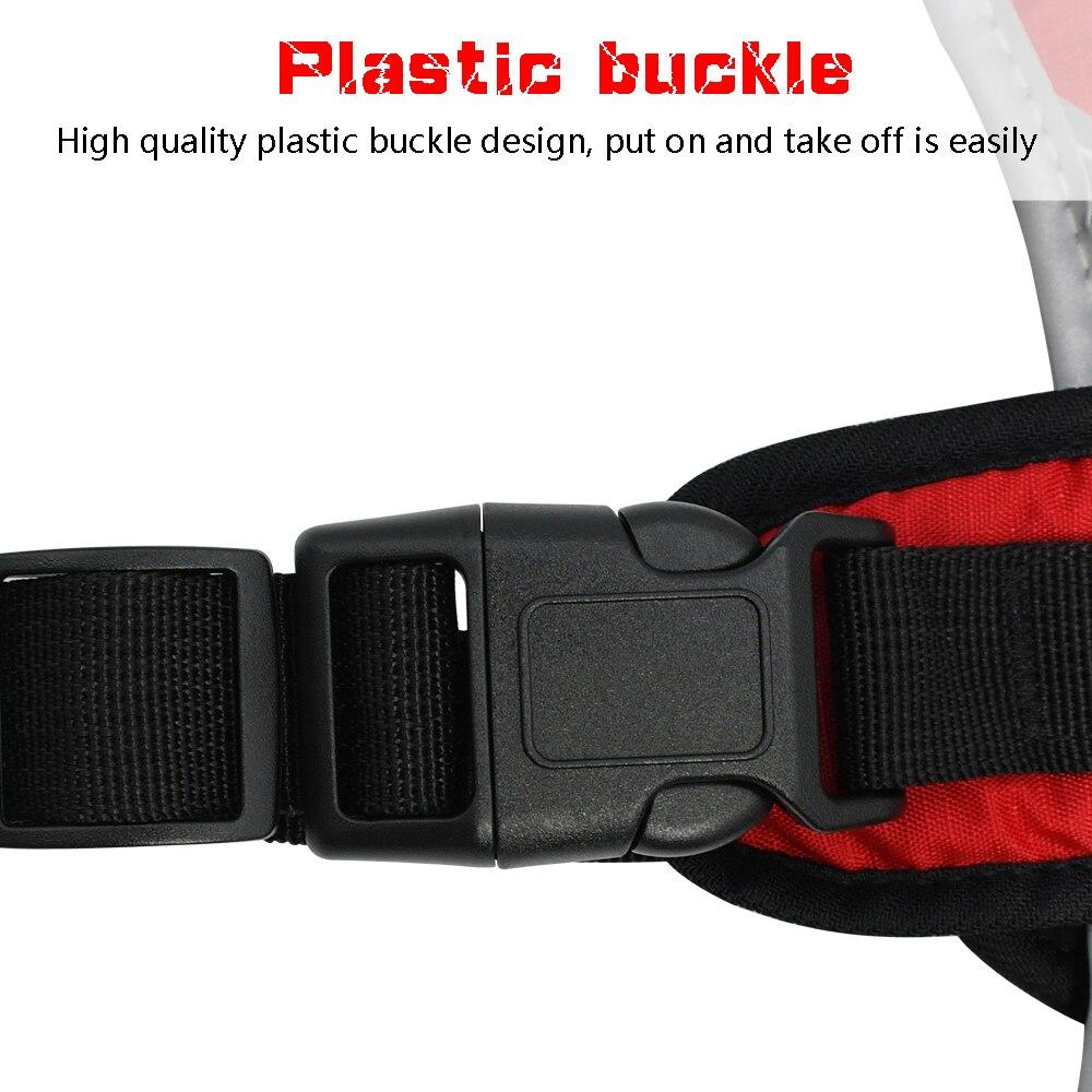 Reflective dog harness for large dogs in red and grey, featuring padded design and quick control handle for easy lifting and comfort.