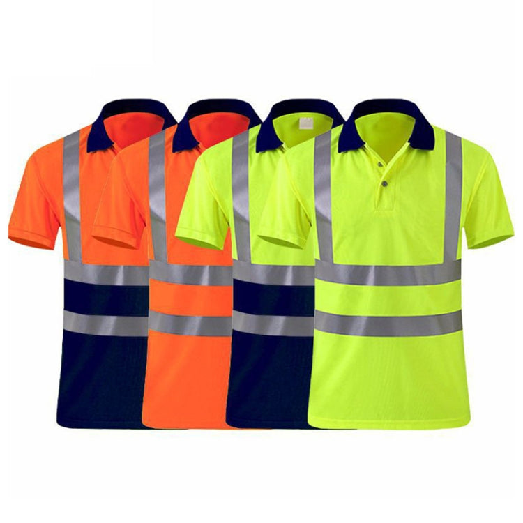 Reflective Quick-drying T-shirt with lapel design, showcasing high-visibility reflective strips and breathable fabric, ideal for safety workwear.