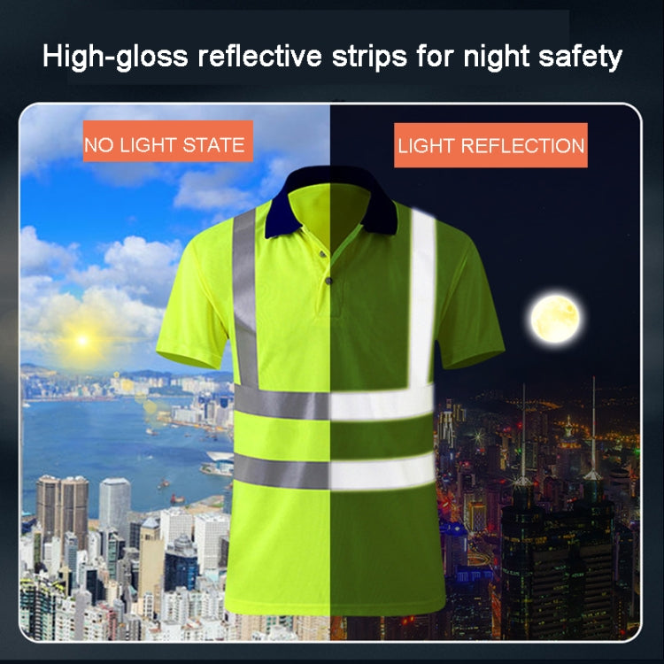 Reflective Quick-drying T-shirt with lapel design, showcasing high-visibility reflective strips and breathable fabric, ideal for safety workwear.