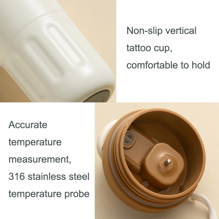 Relea JV012237 Portable Stainless Steel Coffee Insulation Cup with digital display and carrying rope, showcasing its sleek design and functionality.