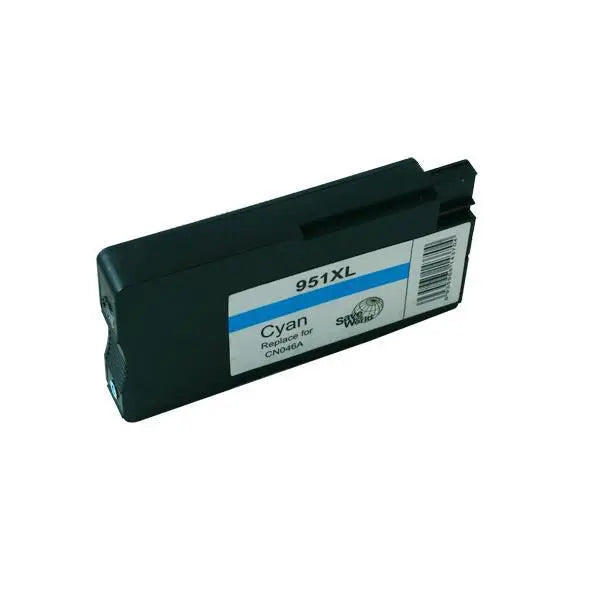 Remanufactured HP 951XL Cyan Cartridge showcasing its vibrant cyan color and premium quality design.