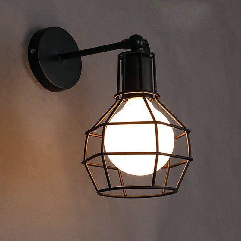 Retro Industrial style LED wall lamp with black metal body, designed for indoor use in restaurants and homes.