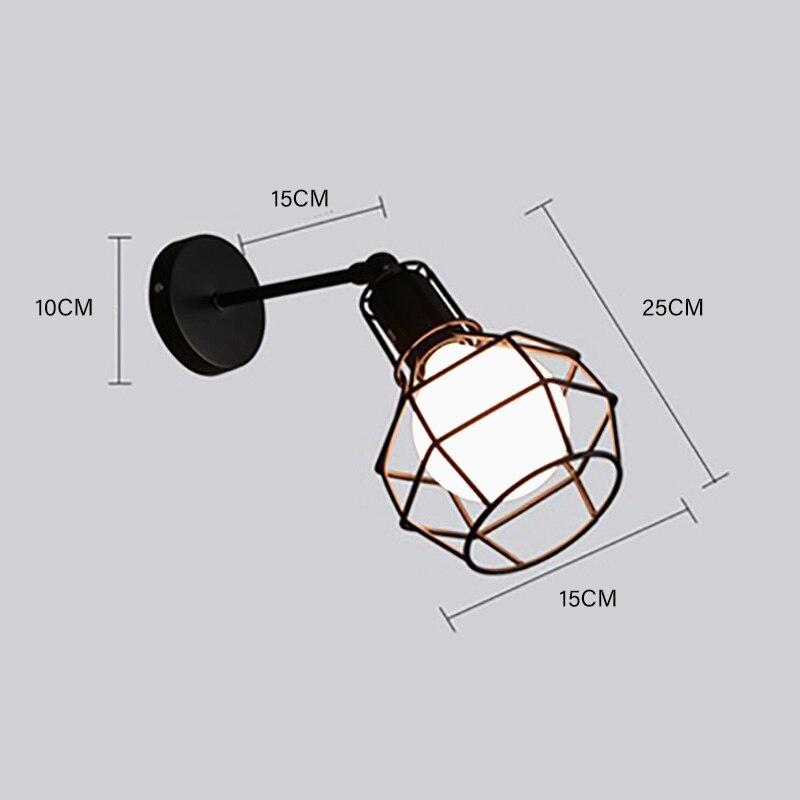 Retro Industrial style LED wall lamp with black metal body, designed for indoor use in restaurants and homes.