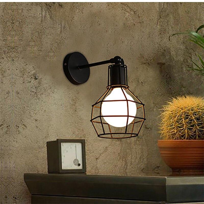 Retro Industrial style LED wall lamp with black metal body, designed for indoor use in restaurants and homes.