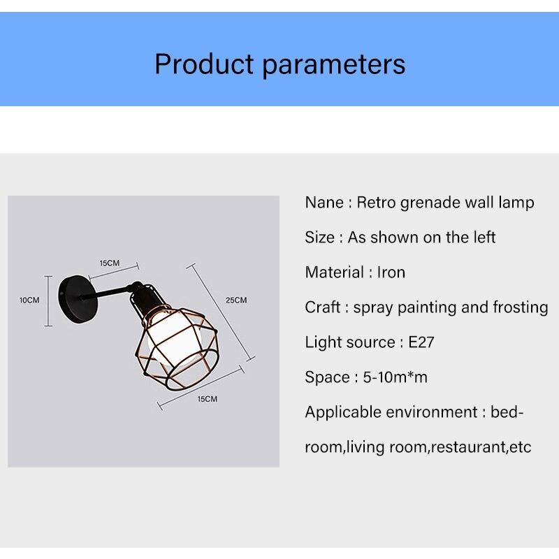 Retro Industrial style LED wall lamp with black metal body, designed for indoor use in restaurants and homes.