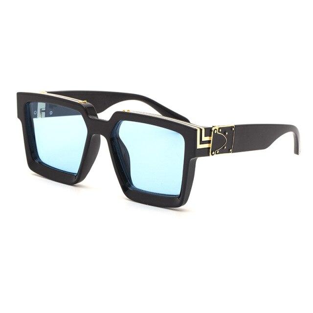 Retro Steampunk Square Sunglasses for men with a silver frame and mirrored lenses, showcasing a vintage luxury design.