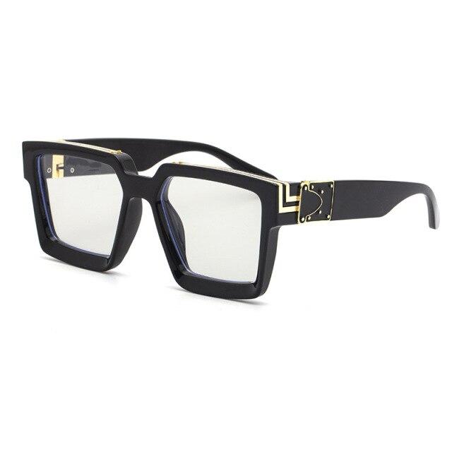 Retro Steampunk Square Sunglasses for men with a silver frame and mirrored lenses, showcasing a vintage luxury design.