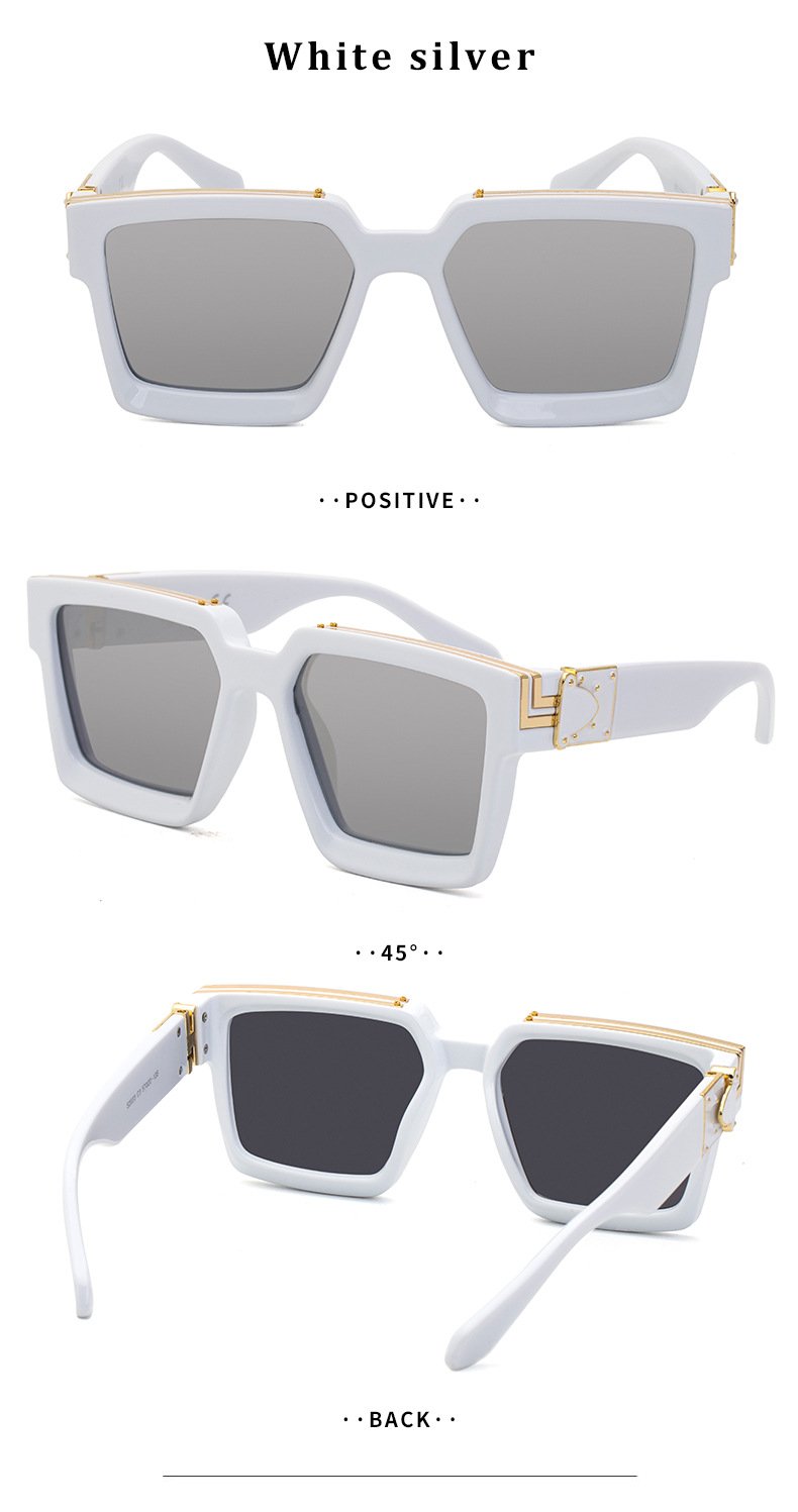 Retro Steampunk Square Sunglasses for men with a silver frame and mirrored lenses, showcasing a vintage luxury design.