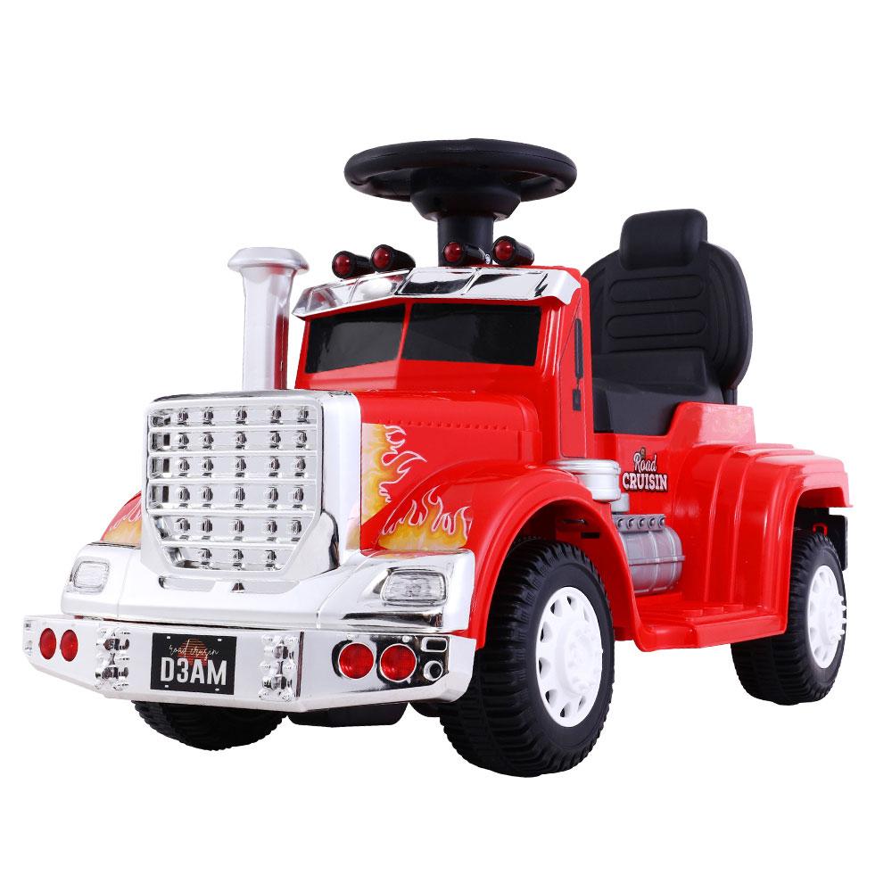 A vibrant kids electric ride on truck in five colors, featuring headlights, anti-slip tires, and a comfortable seat, perfect for children aged 3-8.