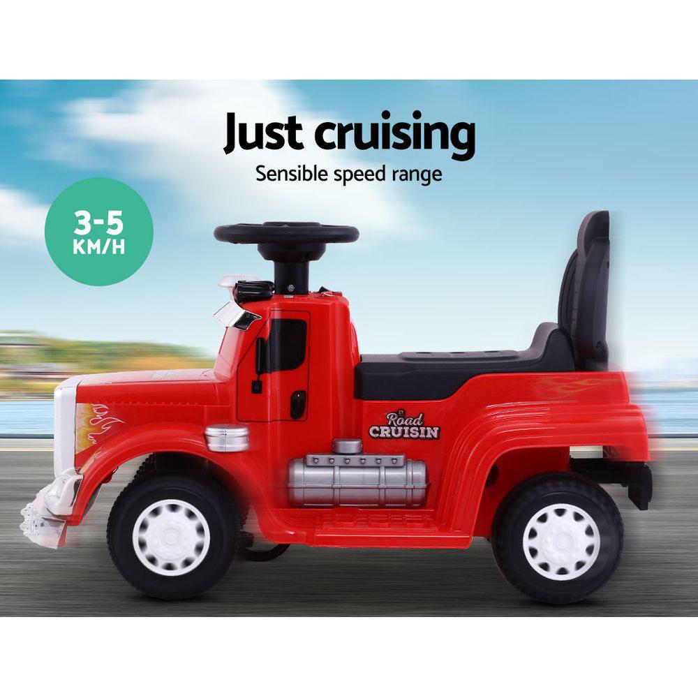 A vibrant kids electric ride on truck in five colors, featuring headlights, anti-slip tires, and a comfortable seat, perfect for children aged 3-8.