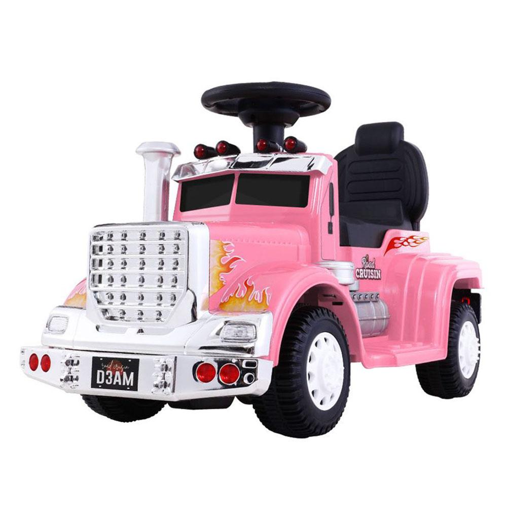 A vibrant kids electric ride on truck in five colors, featuring realistic design, headlights, and anti-slip tyres, perfect for children aged 3-8.