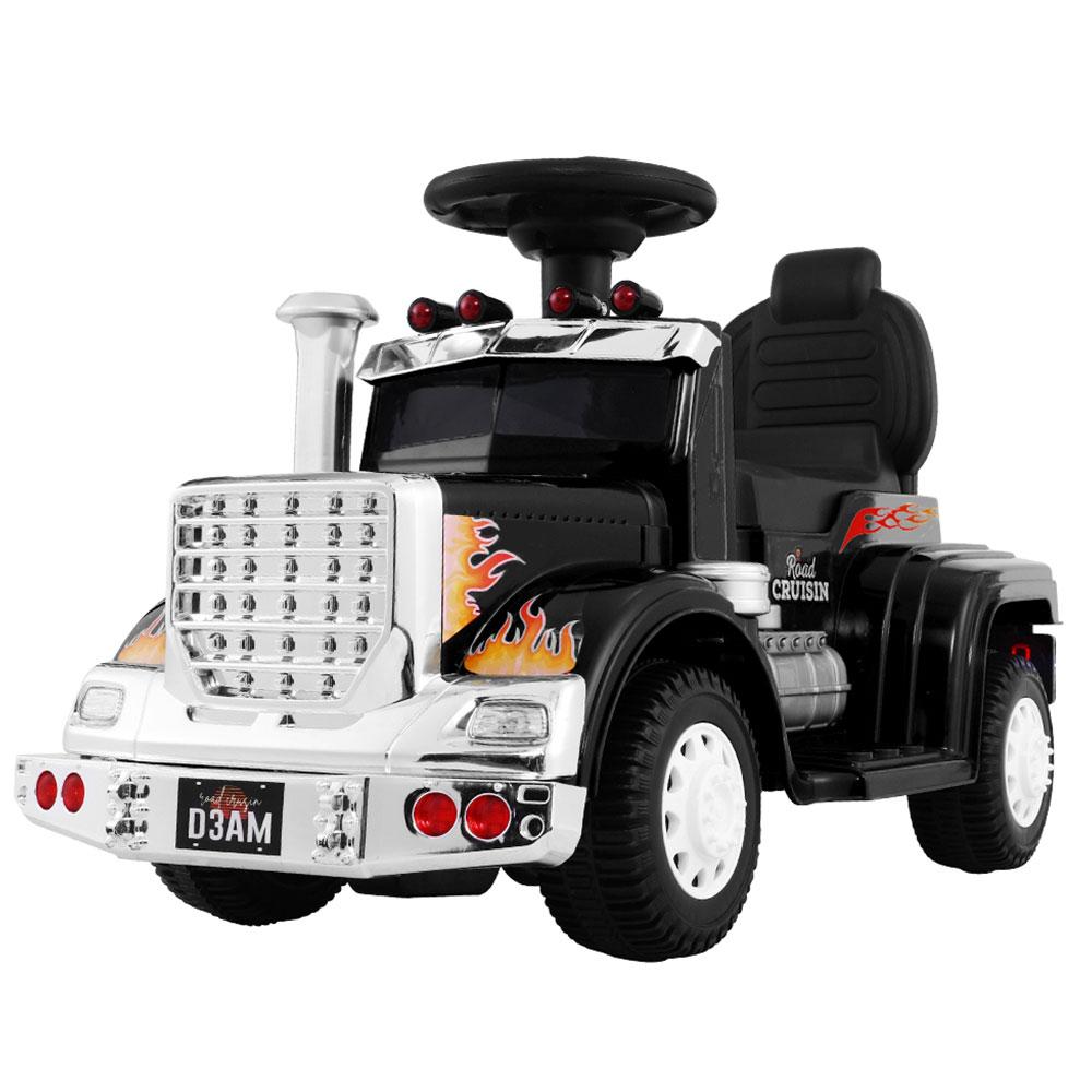 A vibrant kids electric ride-on truck in five colors, featuring headlights and anti-slip tyres, designed for children aged 3-8 years.